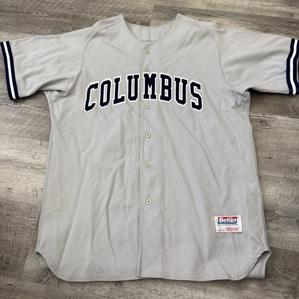 Vintage 90's Columbus Clippers MILB MINORS BETLIN Jersey Sz Large Sewn JETER ERA